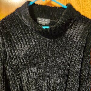 Men's 2XL Barcode Brand Black Acrylic Chenille Yarn Mock Neck Knit Sweater